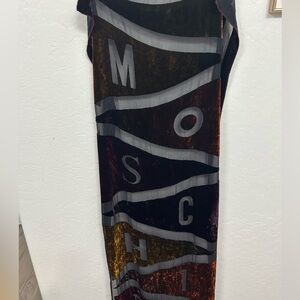 Moschino velvet silk scarf in deep plum and green tones